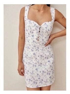 Reformation Elletra Linen corset front Mini Dress